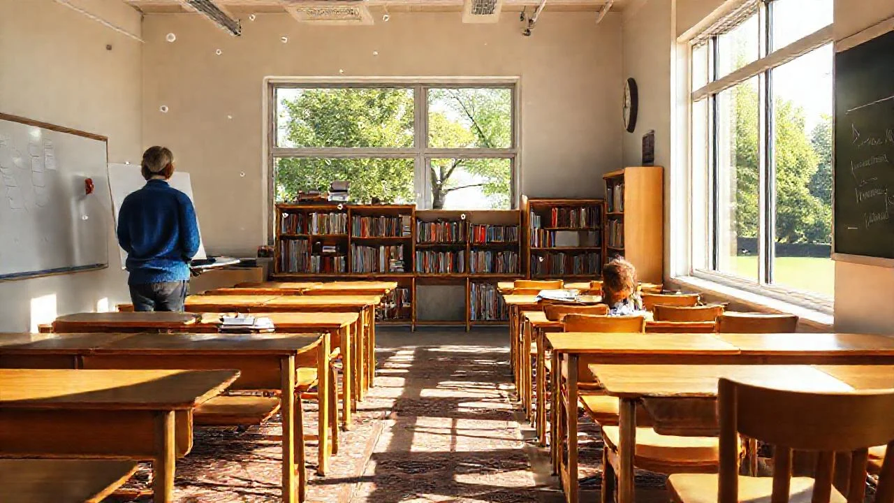 Aula luminosa, estudio concentrado y tranquilo