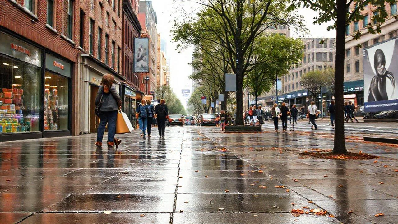 Ciudad lluviosa, vida urbana realista y sutil