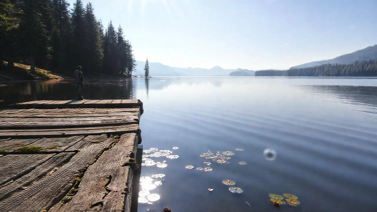 Un lago tranquilo refleja la quietud