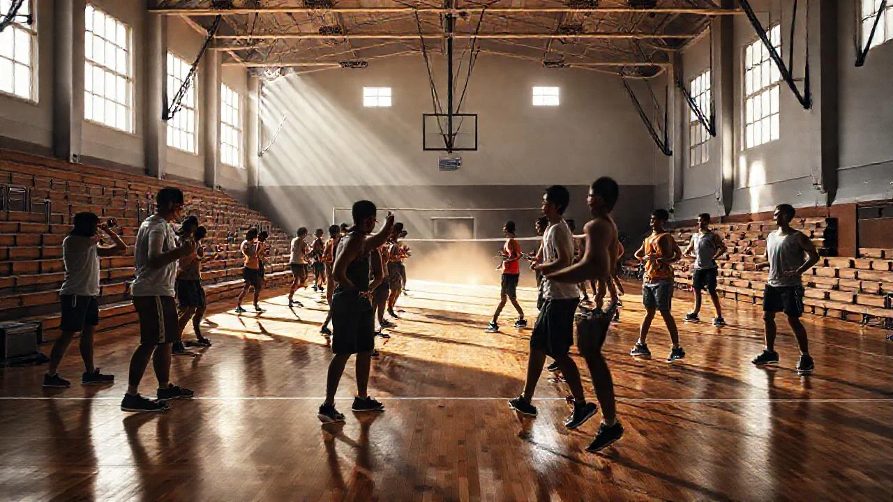 Gimnasio vibrante, luz y movimiento