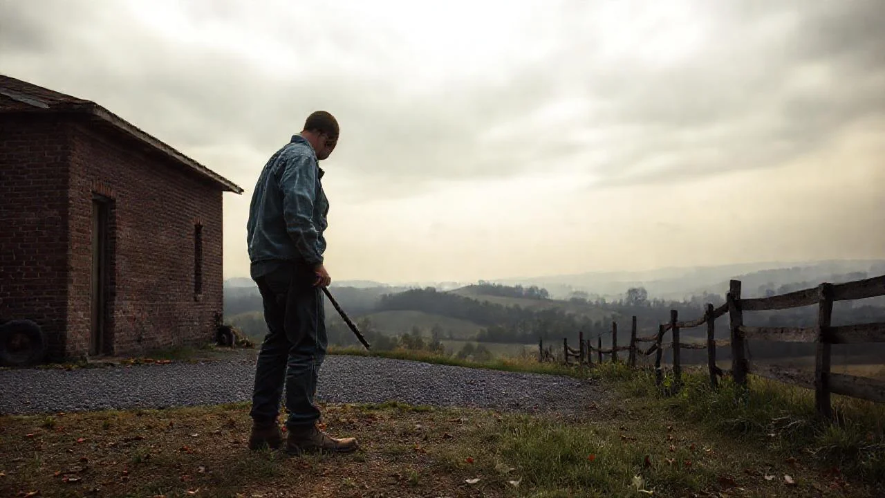 Un hombre solitario en un paisaje silente