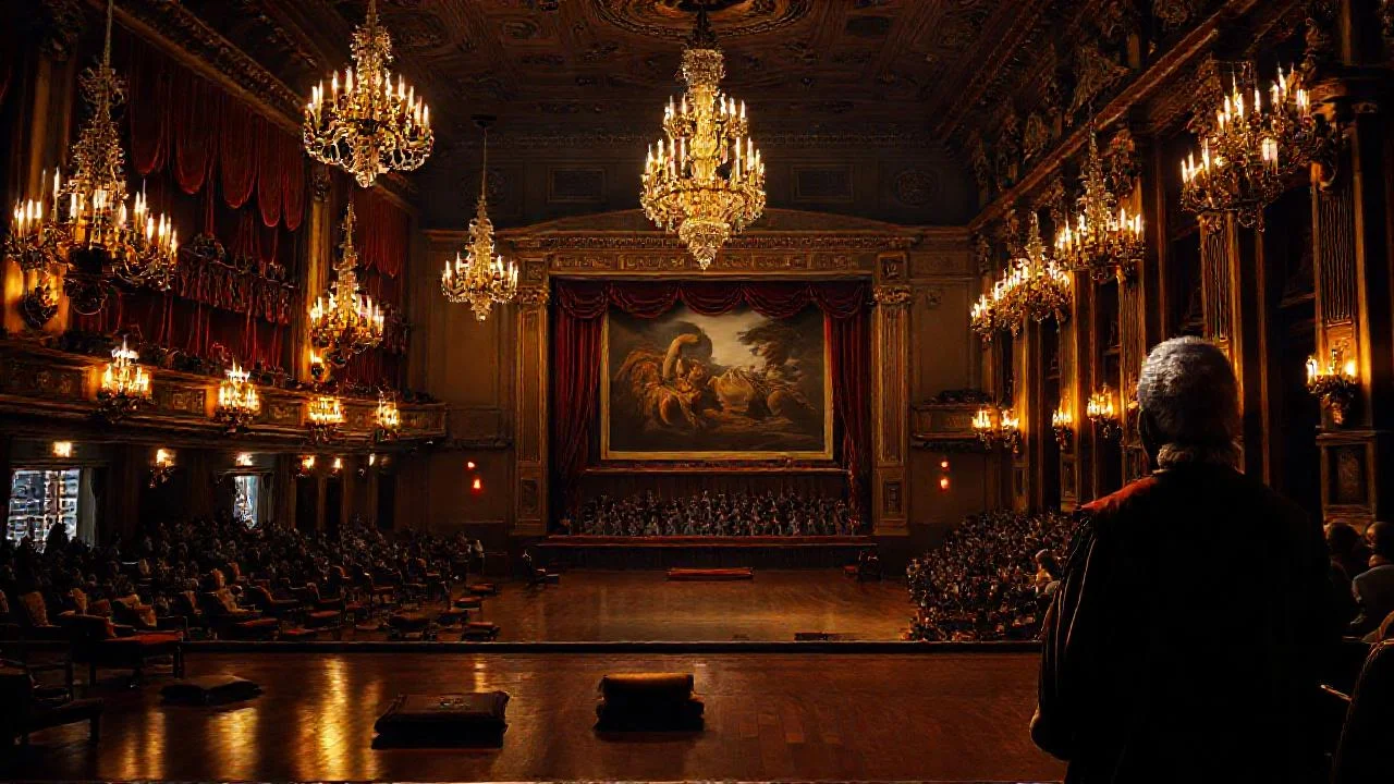 Un teatro opulento observa una escena