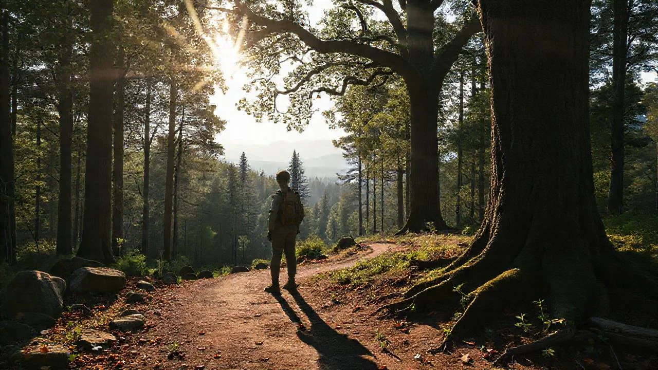 Bosque sereno, luz y misterio