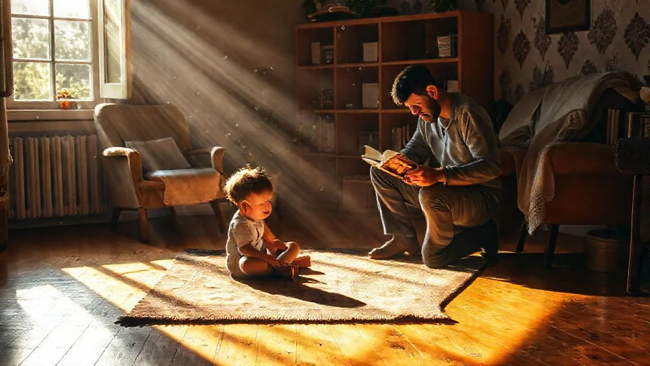 Padre y hijo comparten un instante tranquilo