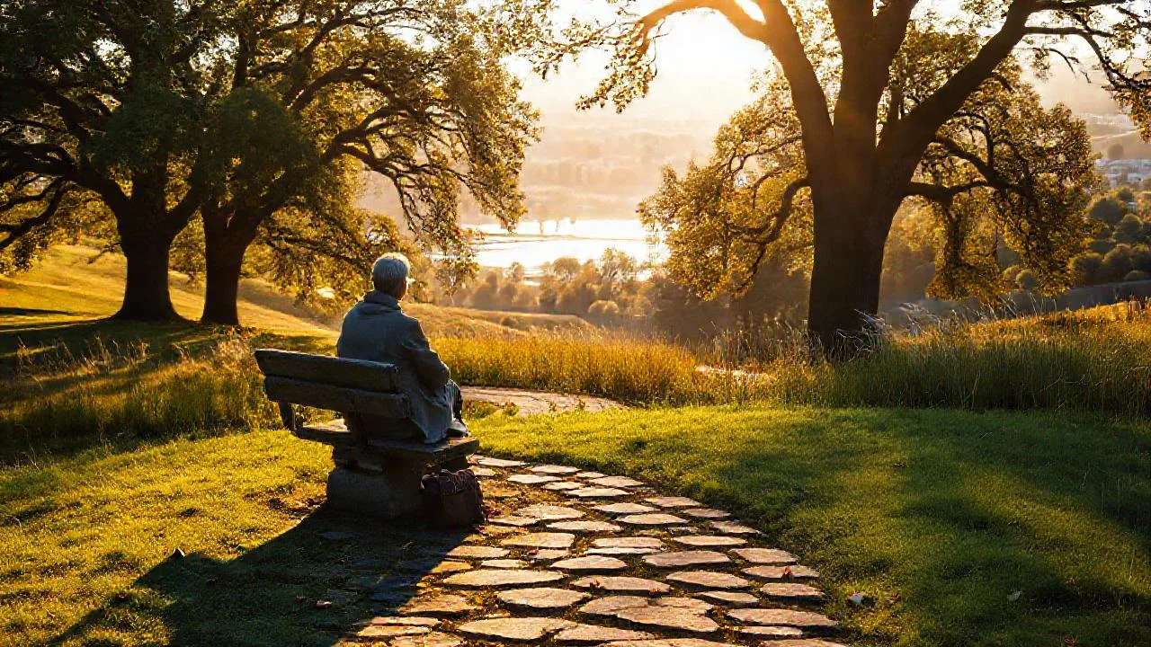 Solitaria figura contempla paz serena