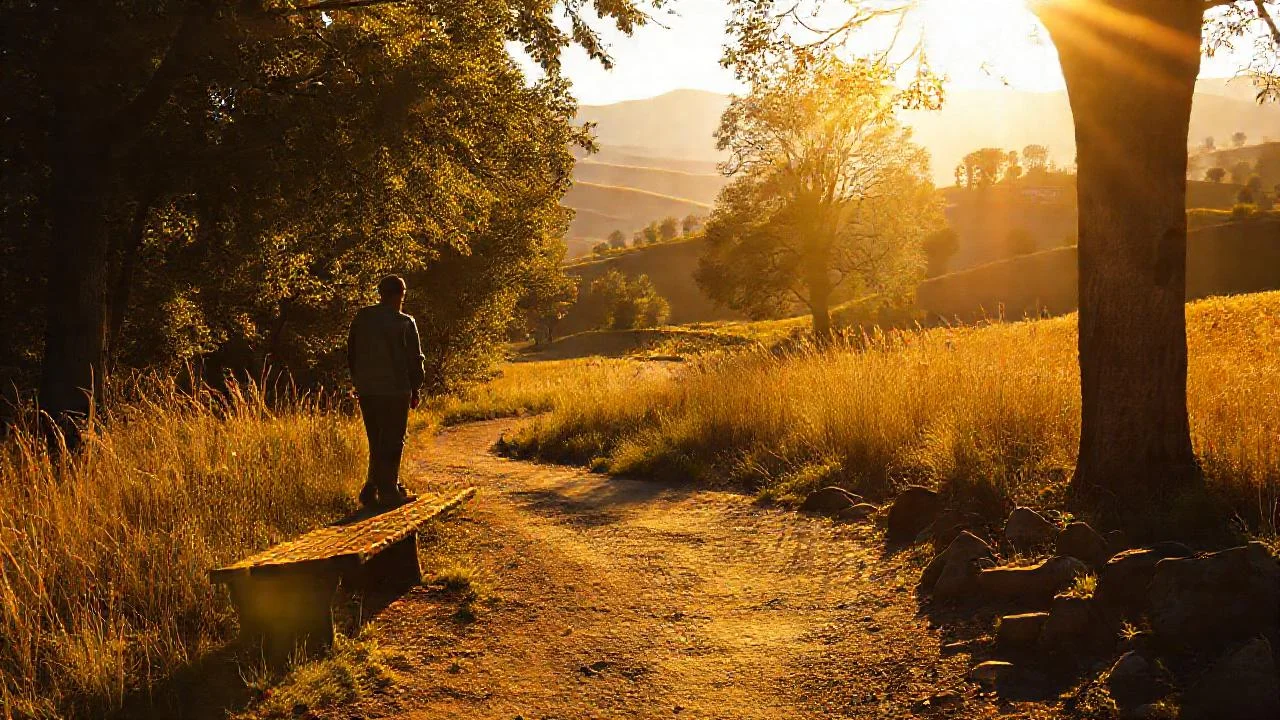 Silueta solitaria en un atardecer tranquilo