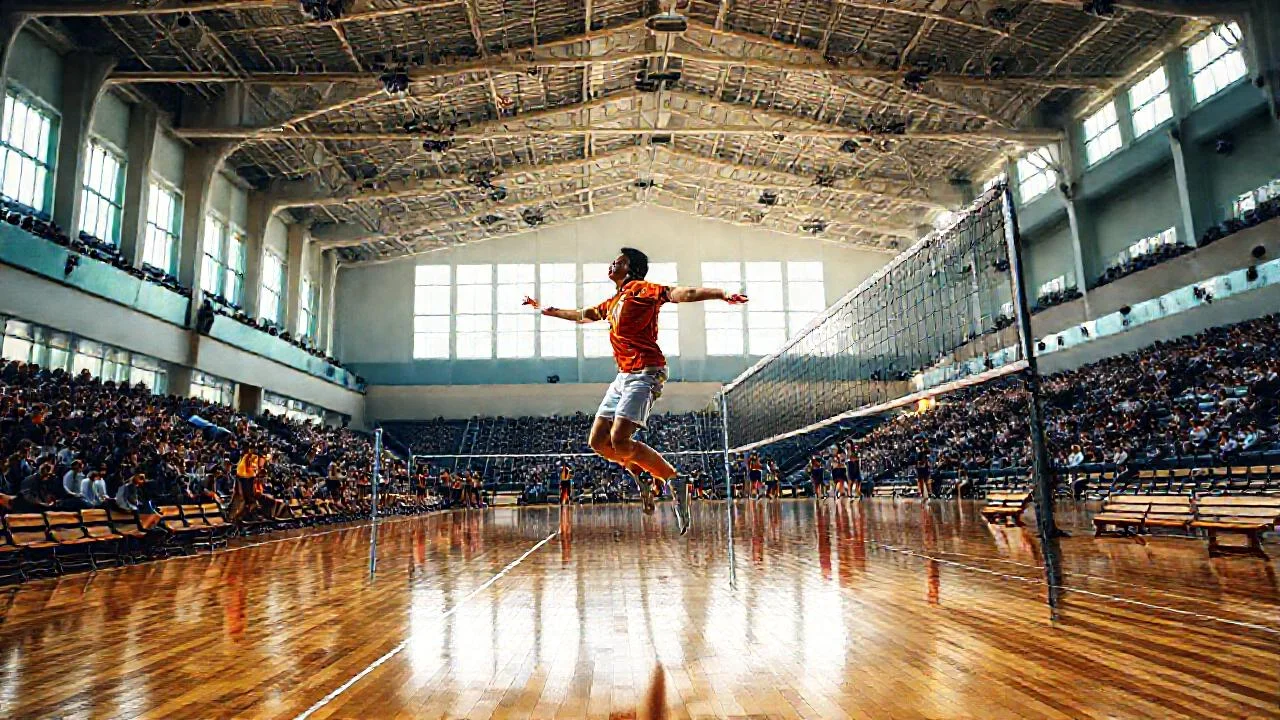 Volleyball en movimiento, luz y energía