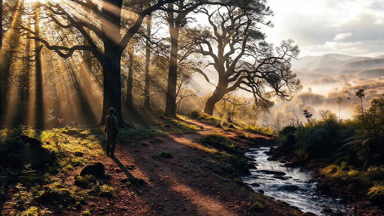 Bosque silencioso, misterio y quietud profunda